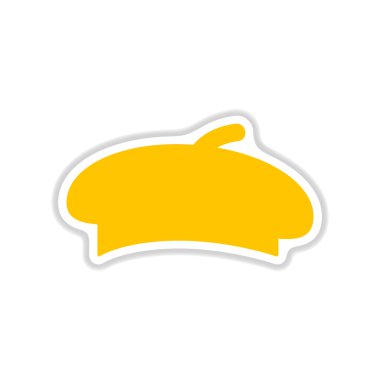 Kağıt etiket üzerinde beyaz arka plan şapka bere