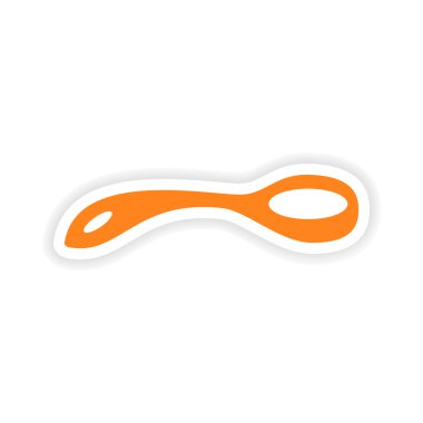 Kağıt kaşık simge etiketi gerçekçi tasarım