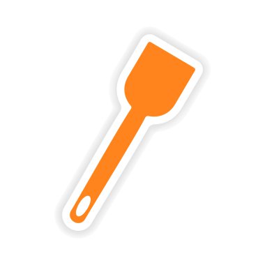 simgesi etiket gerçekçi tasarım üzerinde kağıt mutfak spatula