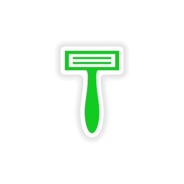 simgesi etiket gerçekçi tasarım üzerinde kağıt tıraş makinesi