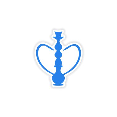 Kağıt nargile shisha simge etiketi gerçekçi tasarım