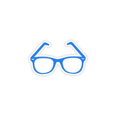 Kağıt güneş gözlüğü üzerinde simgesi etiket gerçekçi tasarım