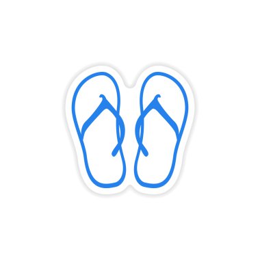 simgesi etiket gerçekçi tasarım üzerinde kağıt beach flip flop