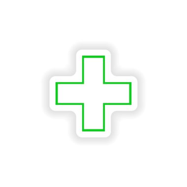 Kağıt tıbbi çarmıhta simgesi etiket gerçekçi tasarım