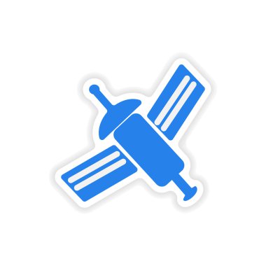 Kağıt uydu simgesi etiket gerçekçi tasarım