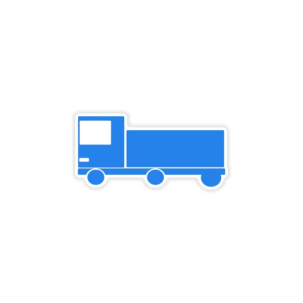 Pictogram sticker realistische ontwerp op papier auto lading logistiek — Stockvector
