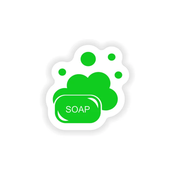 Ikona nálepky realistický design na papírové mýdlo — Stockový vektor