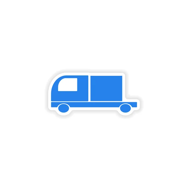 Ikona nálepky realistický design na logistiky nákladní auto papír — Stockový vektor