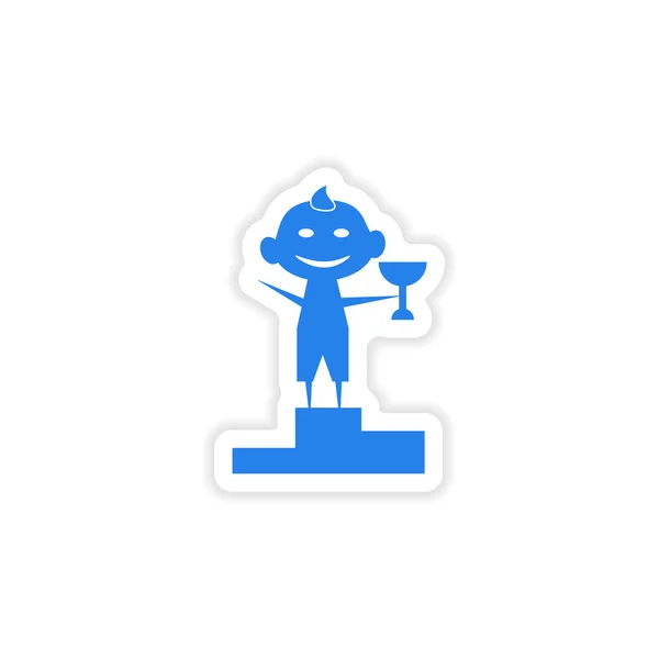 Icon sticker realistic design on paper child winner — Stock Vector