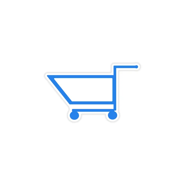 Pictogram sticker realistische ontwerp op papier trolley — Stockvector