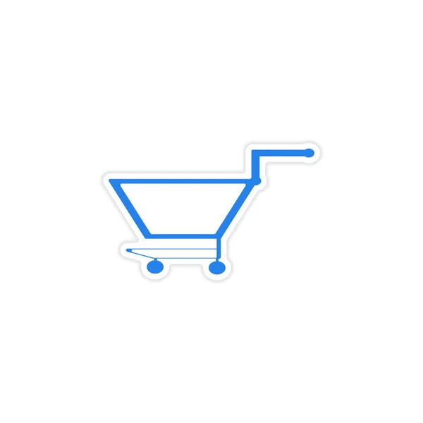 Pictogram sticker realistische ontwerp op papier trolley — Stockvector