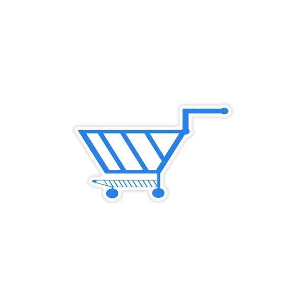 Pictogram sticker realistische ontwerp op papier trolley — Stockvector