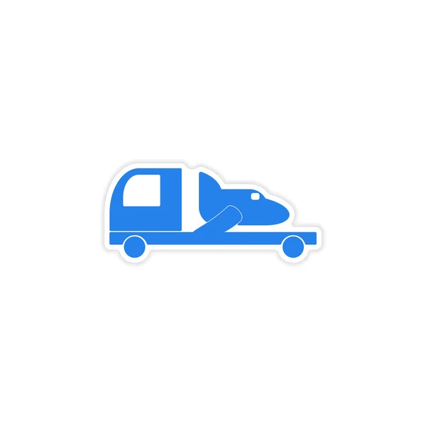 Adesivo icona design realistico sulla carta consegna aereo auto — Vettoriale Stock