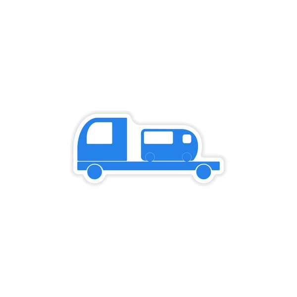 Icon autocolant design realist pe hârtie autobuz transport — Vector de stoc