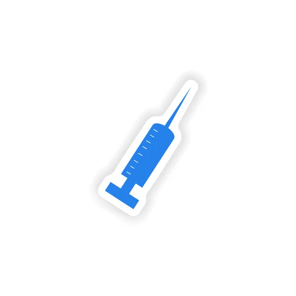 Pictogram sticker realistische ontwerp op papier injectie — Stockvector