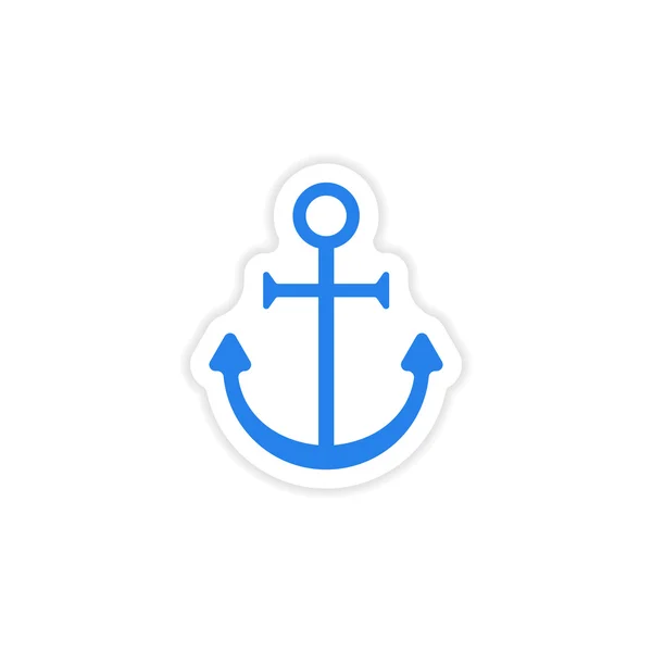 Icon sticker realistic design on paper anchor bright — Stock Vector