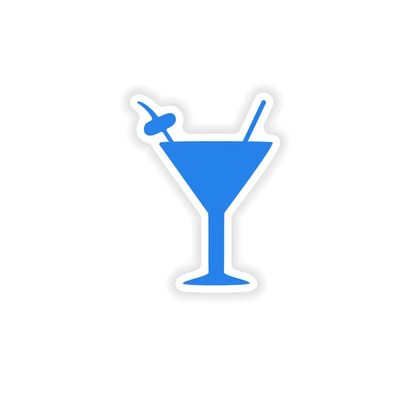 Pictogram sticker realistische ontwerp op papier cocktail — Stockvector