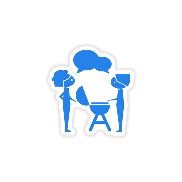 Icon sticker realistic design on paper barbecue party — Stock Vector