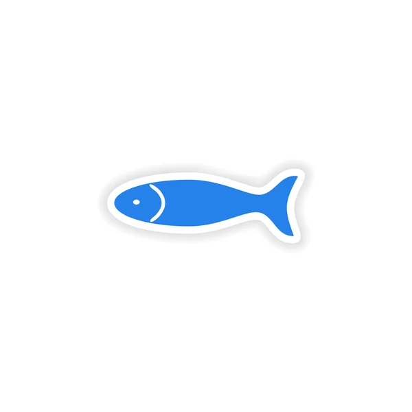 Icon sticker realistic design on paper fish — Stock Vector