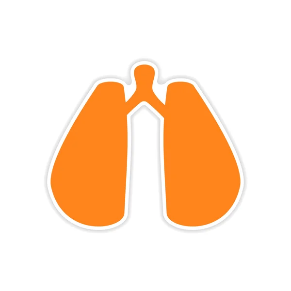 Icono pegatina diseño realista en los pulmones de papel — Vector de stock