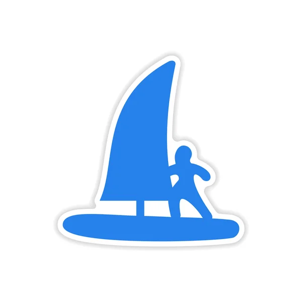 Icon sticker realistic design on paper windsurfing — Stock Vector