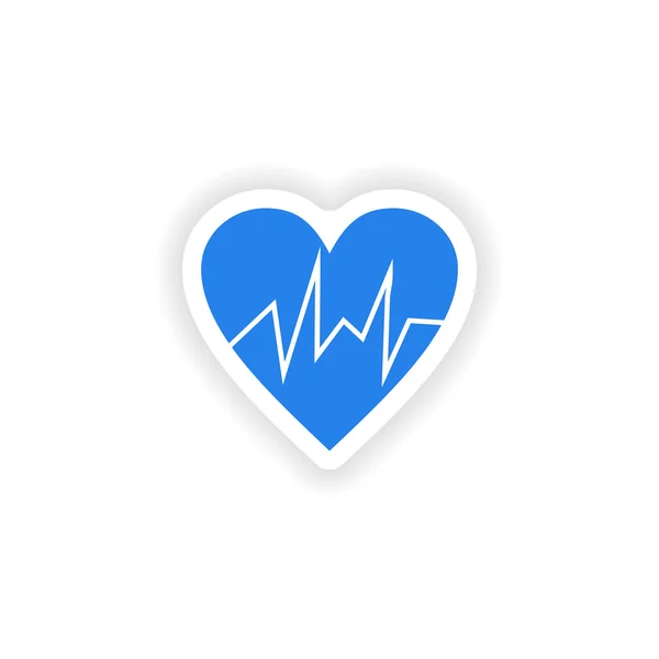 Иконка наклейка реалистичный дизайн на бумаге логотип кардиологии — стоковый вектор