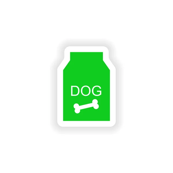 Adesivo icona design realistico sul cibo per cani di carta — Vettoriale Stock