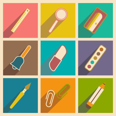 Gölge kavramı ile düz ve mobil uygulama okul malzemeleri