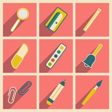 Gölge kavramı ile düz ve mobil uygulama okul malzemeleri