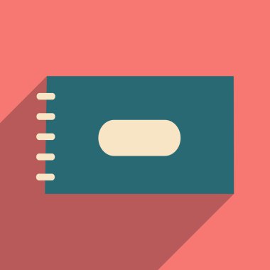 Düz gölge simgesi ve mobil uygulama defter spiral ile