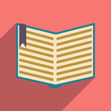 Düz gölge simgesi ve mobil uygulama açık kitap