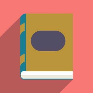 Düz gölge simgesi ve mobil uygulama kitap simgesi ile