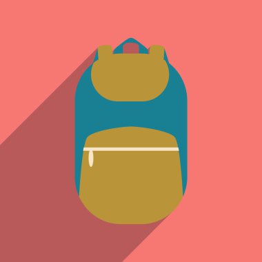 Düz gölge simgesi ve mobil uygulama sırt çantası ile