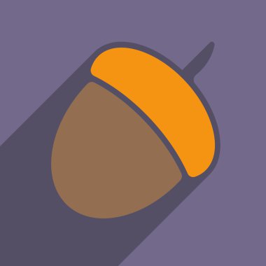 Düz gölge simgesi ve mobil uygulama meşe palamudu ile