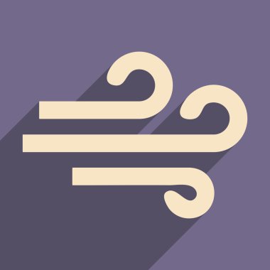 Düz gölge simgesi ve mobil uygulama rüzgar ile