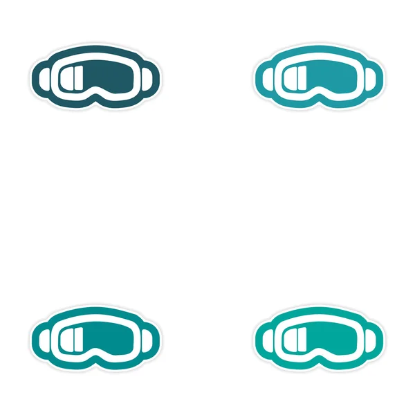 Set of paper stickers on white background ski goggles — Stock Vector