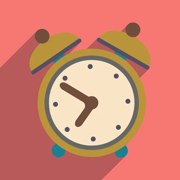 Piso con icono de sombra y aplicación móvil reloj despertador — Vector de stock