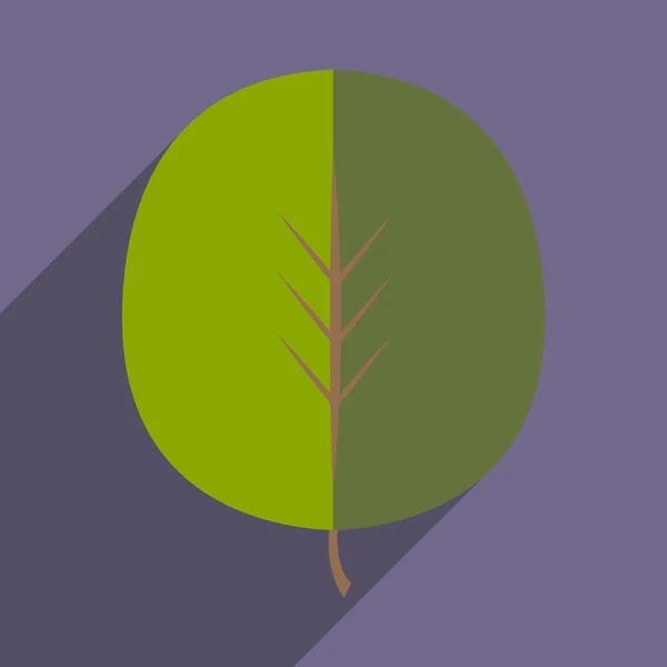 Datar dengan ikon bayangan dan aplikasi seluler daun poplar - Stok Vektor