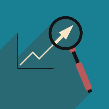 Düz gölge simgesi ekonomik grafik ve yakınlaştırma ile