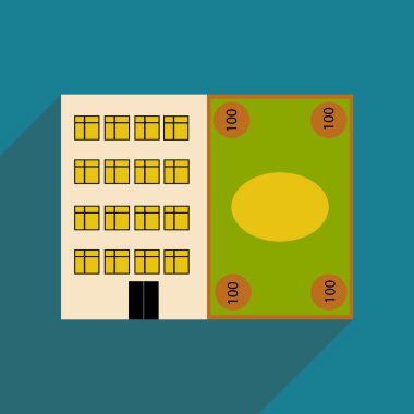 Düz gölge simgesi ev ve bill ile