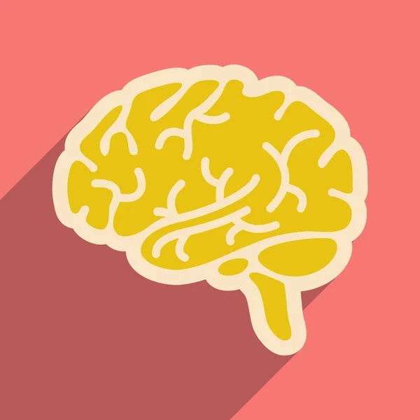 Icône du cerveau humain à plat — Image vectorielle