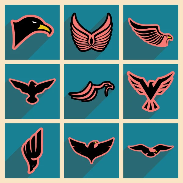 Stylish set of eagles — Stock Vector