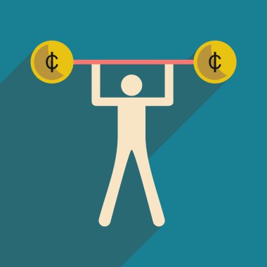 Düz gölge simge adam ve bar ile paralar