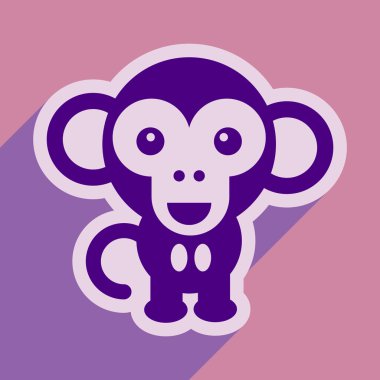 uzun gölge mutlu maymun ile düz simgesi