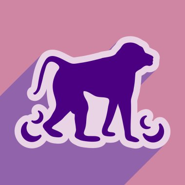 uzun gölge maymun ile muz ile düz simgesi