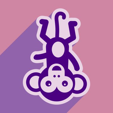 uzun gölge komik maymun ile düz simgesi