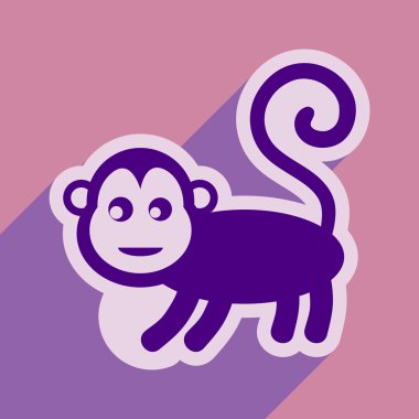 uzun gölge maymun ile muz ile düz simgesi