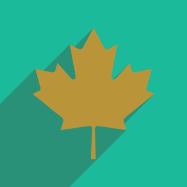 uzun gölge akçaağaç yaprağı ile düz simgesi