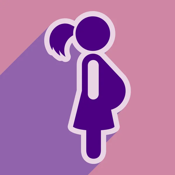Flat icon with long shadow pregnant Girl — Stock Vector