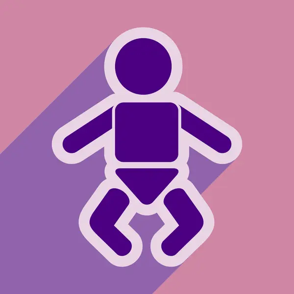 Icono plano con el bebé recién nacido sombra larga — Vector de stock